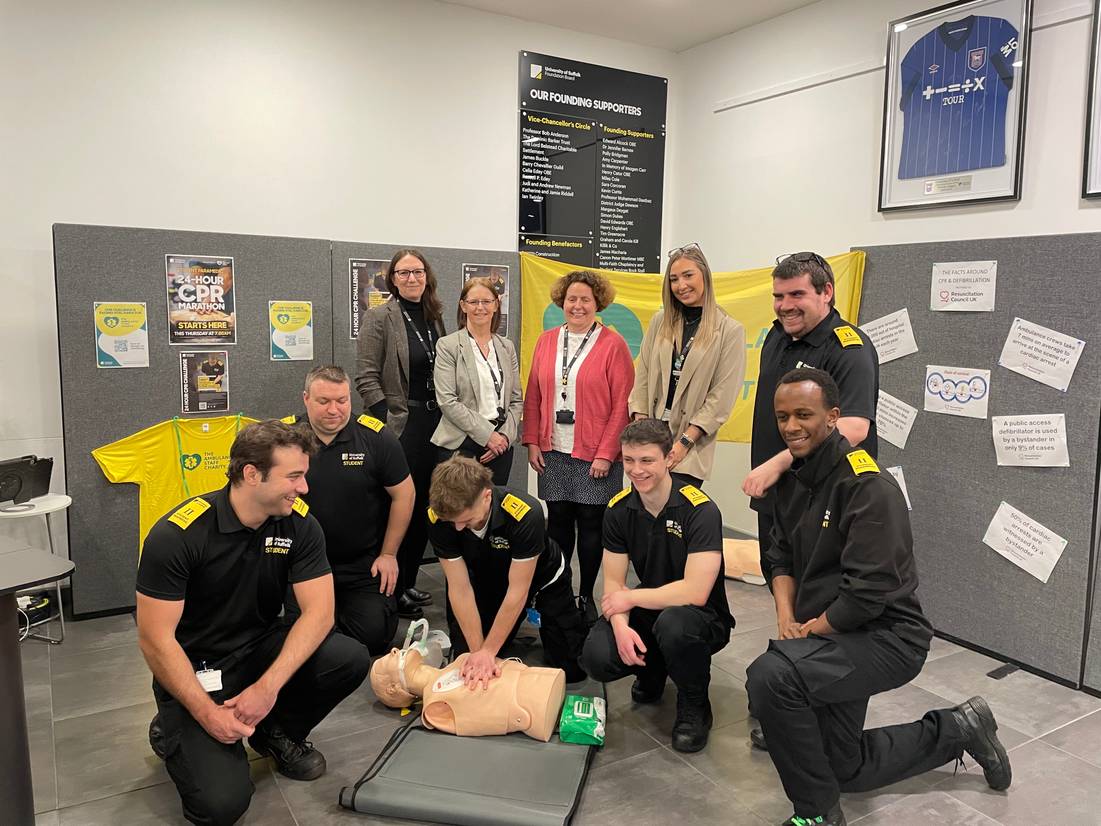 Staff and students gathered around the demonstration area for the 24 hour challenge