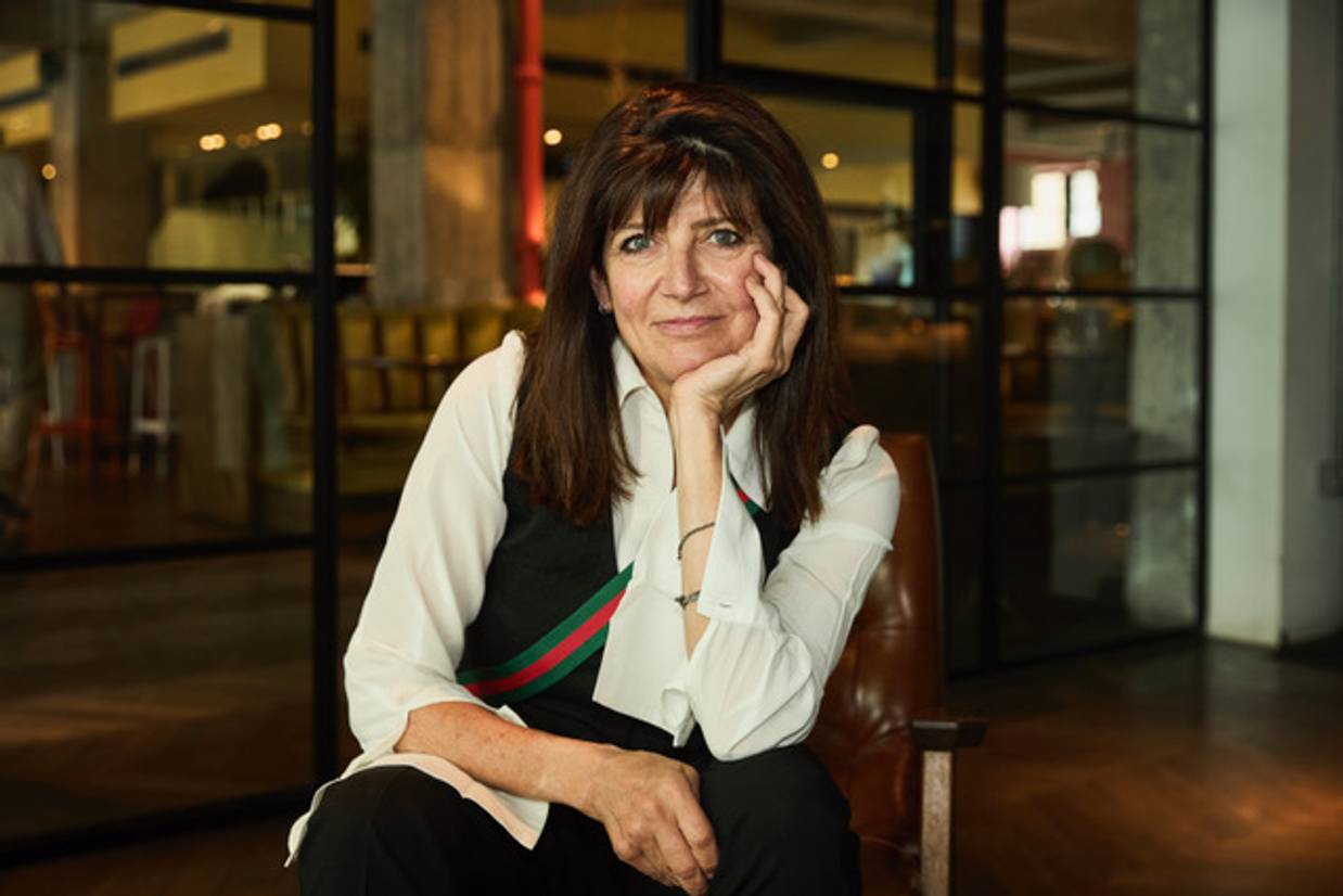 Emma Freud seated
