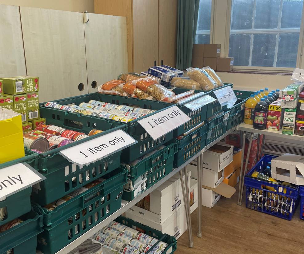 Food arranged on tables at one of the Ipswich Top Up Shops