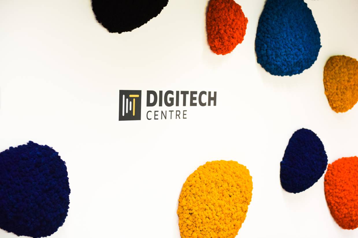 Logo of the DigiTech Centre on wall