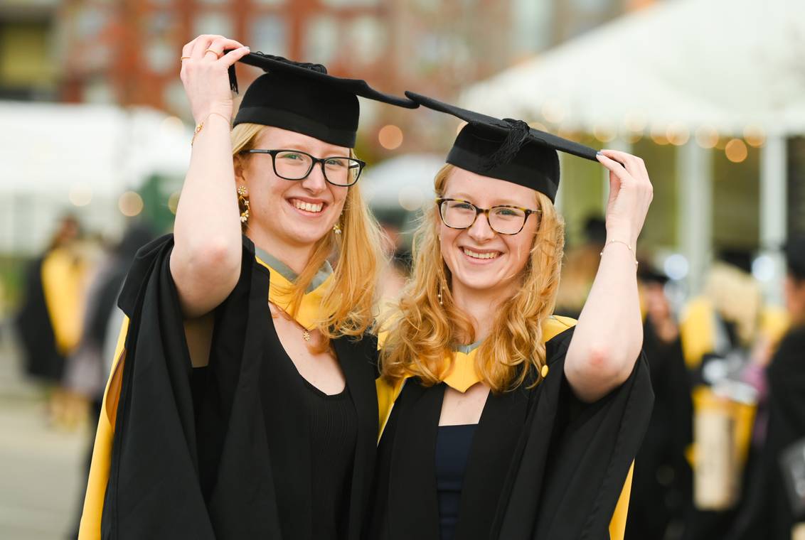 Megan and Molly Bailey, graduates on the LLB (Hons) Law with Criminology course