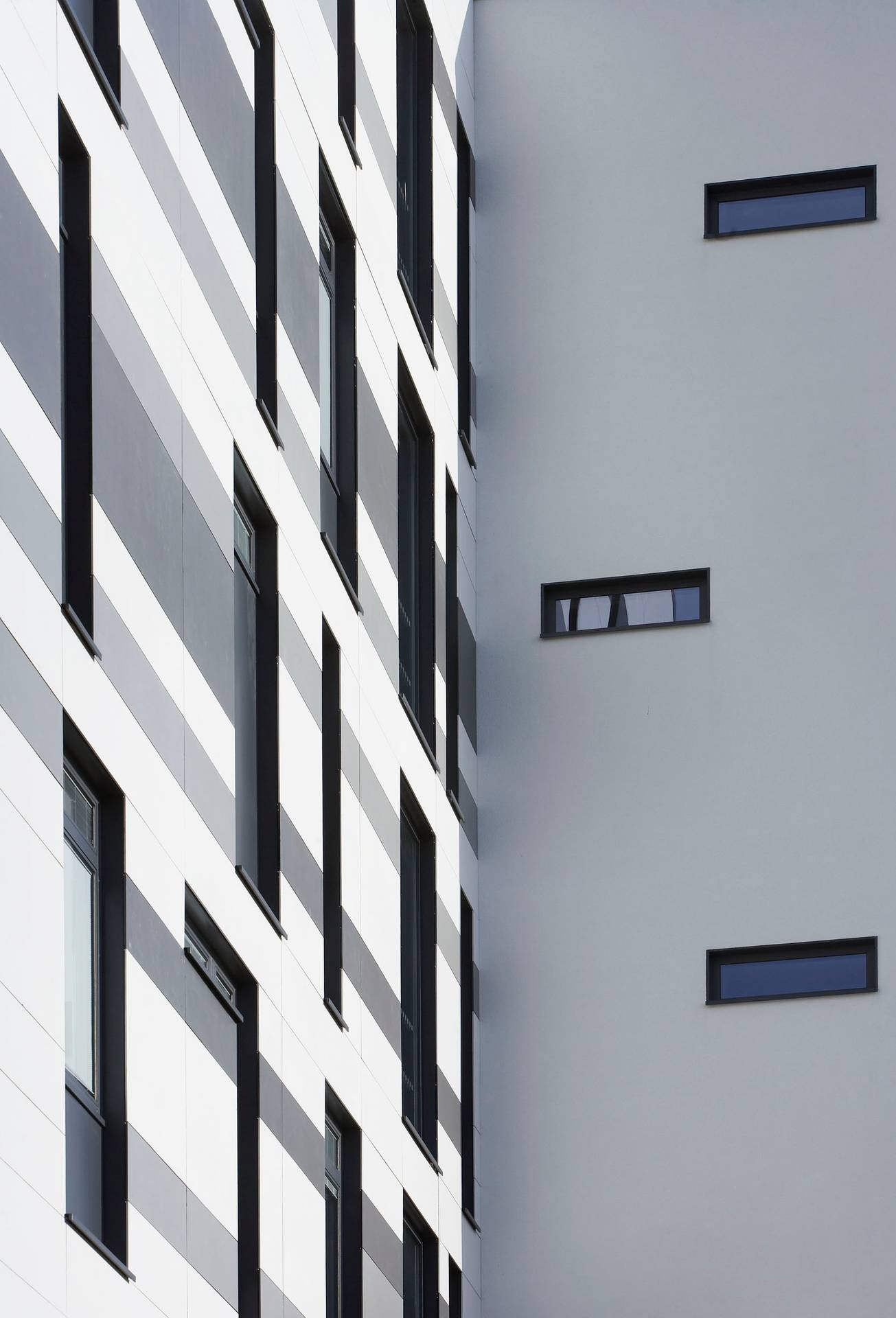 Close-up of the exterior walls of the James Hehir Building