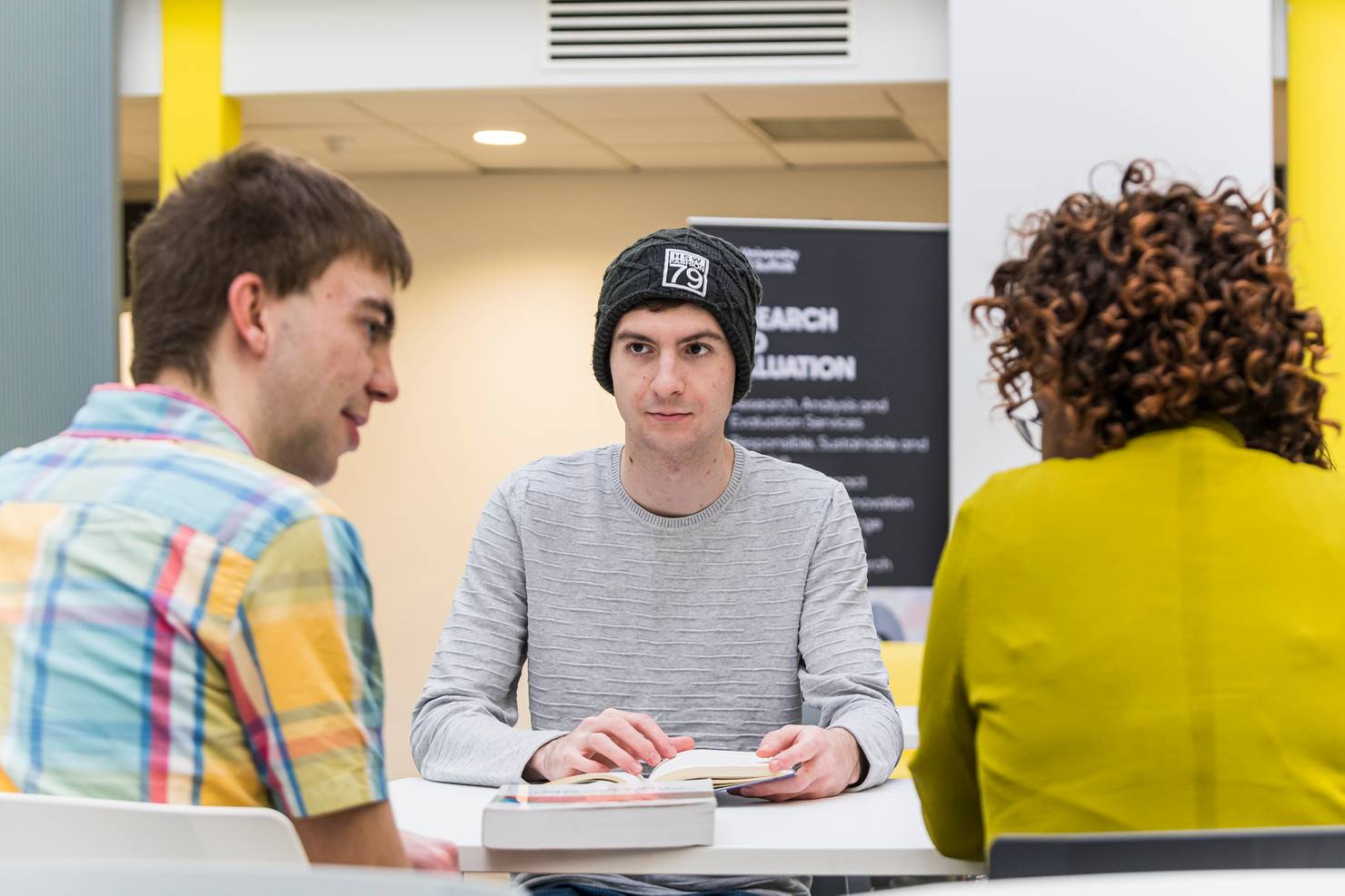 Students chatting in The Atrium