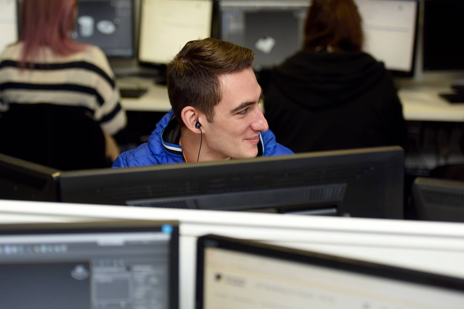 Student sitting at a computer