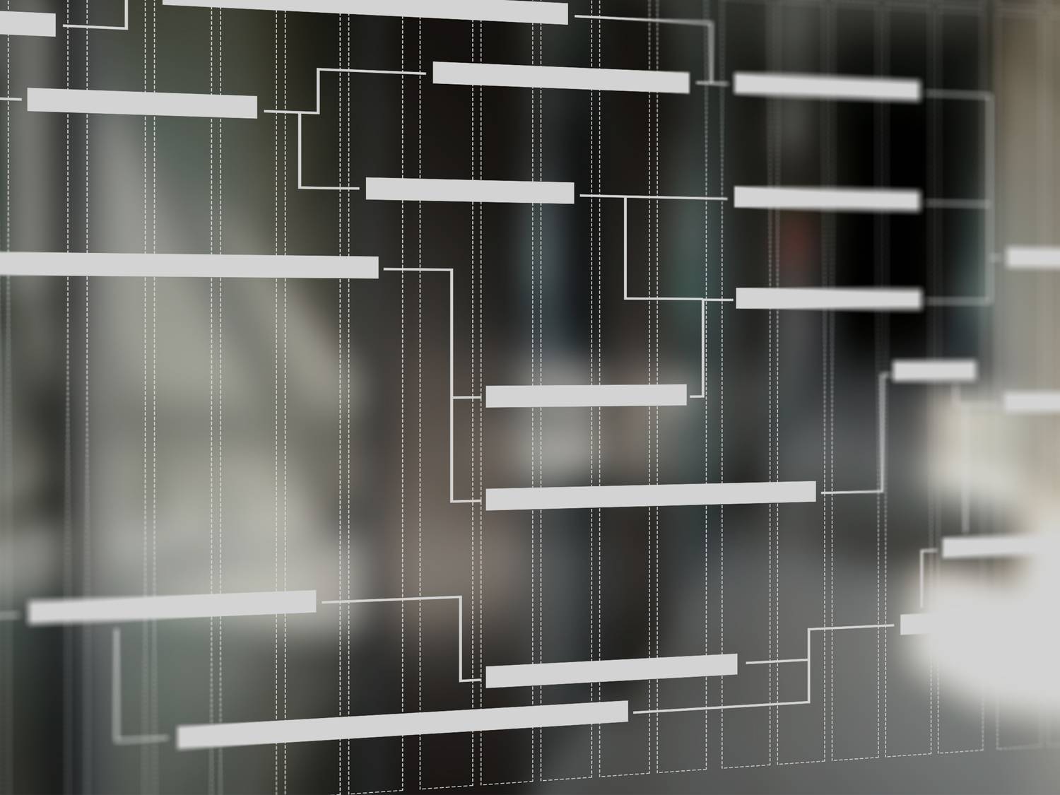 Project management chart on virtual screen