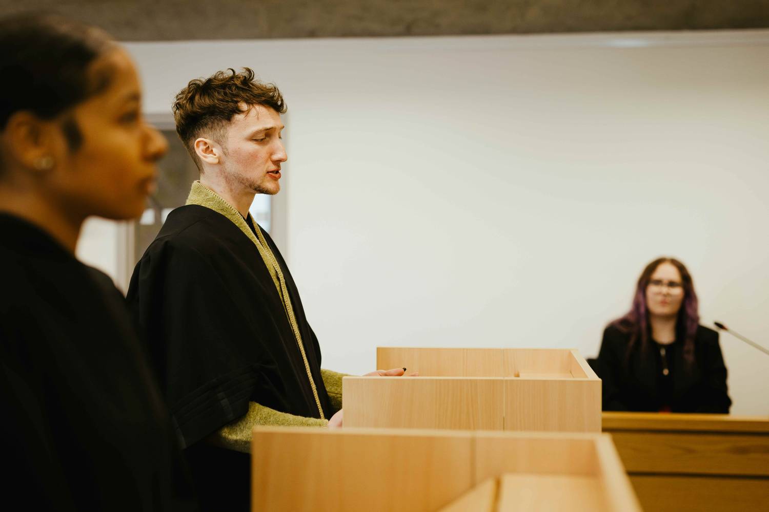 Law students in our mock Courtroom