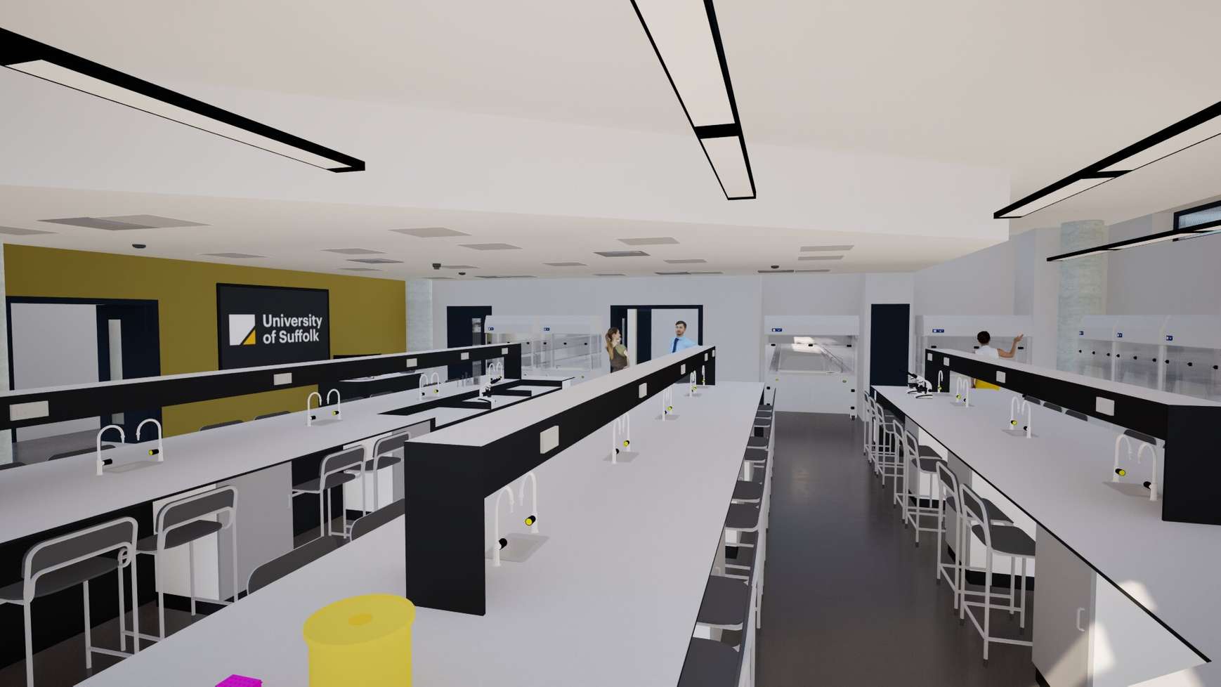A CGI image of what the new Pharmacy labs in the James Hehir Building will look like
