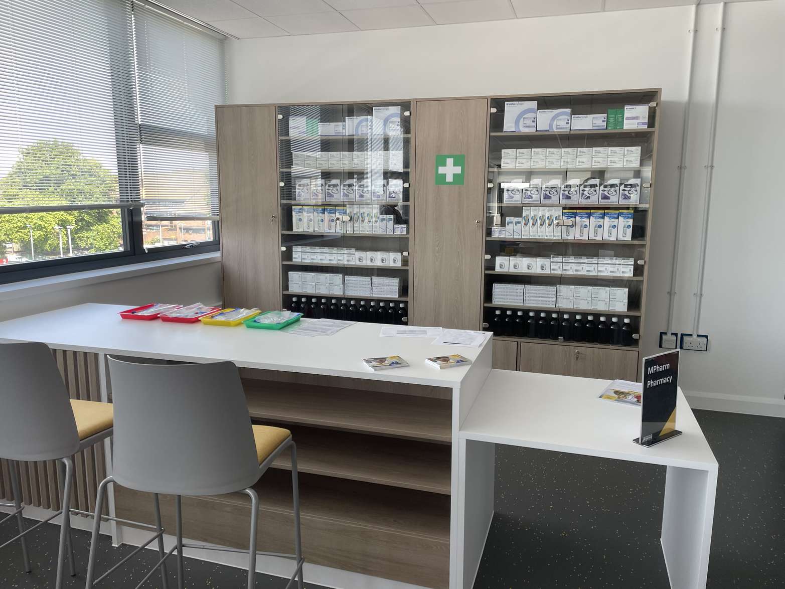 The new pharmacy dispensary in the Health and Wellbeing Building
