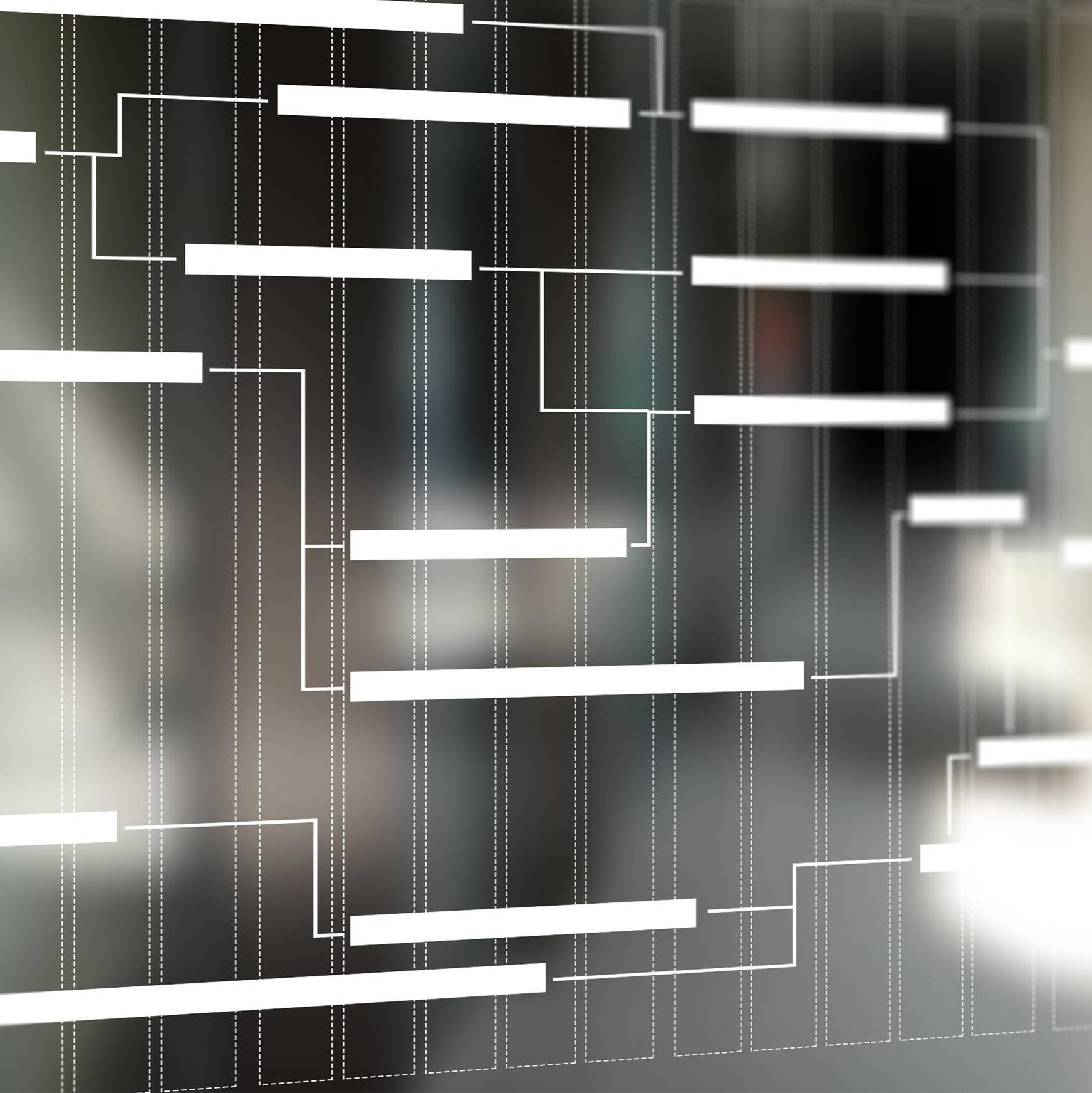 Project management chart on virtual screen