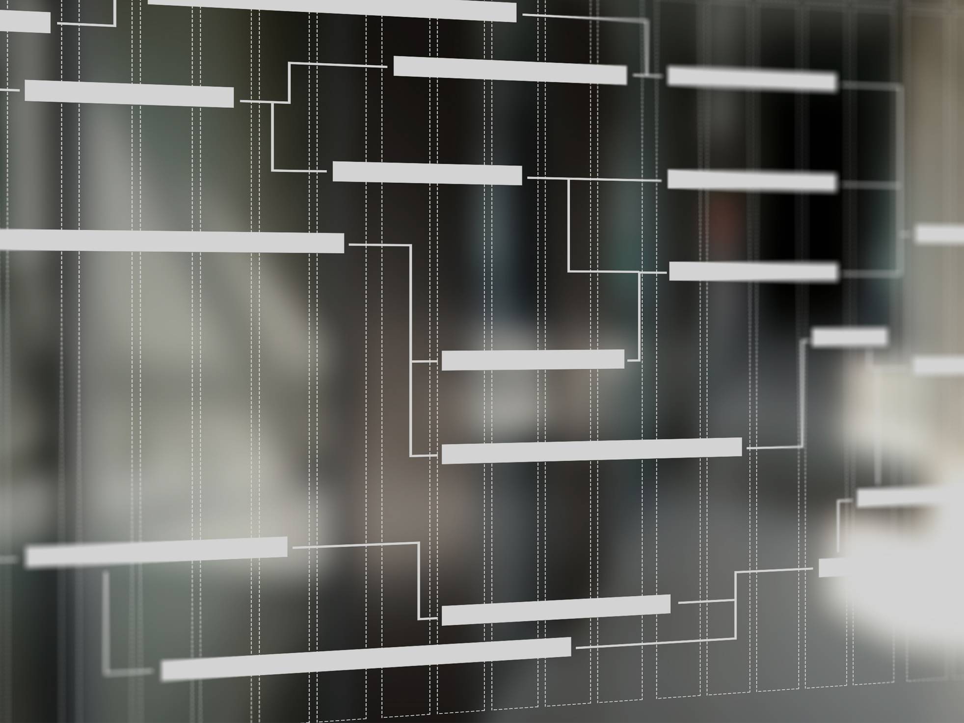 Project management chart on virtual screen