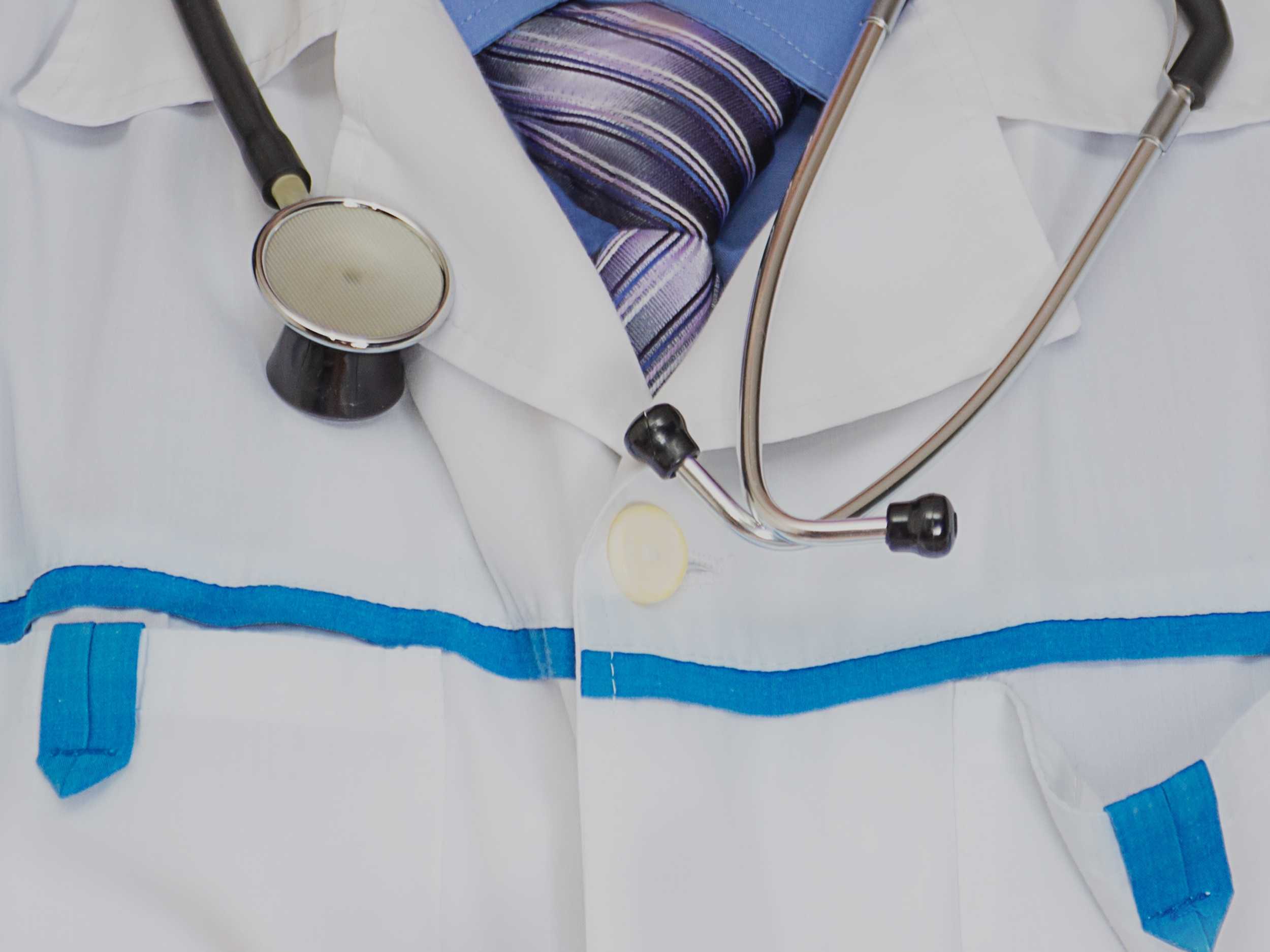 Close-up of healthcare uniform and stethoscope