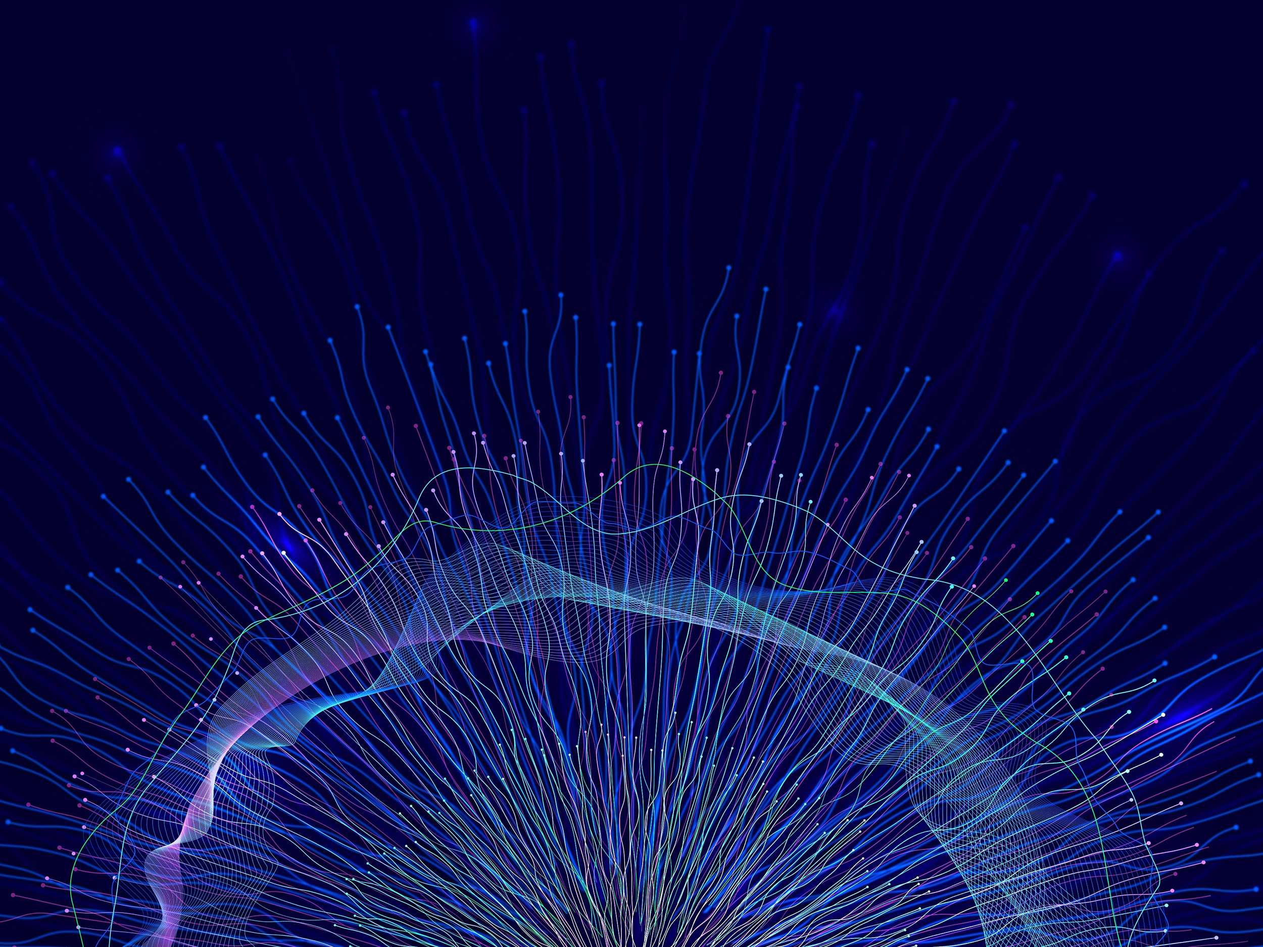 Abstract background representing data and neural networks.