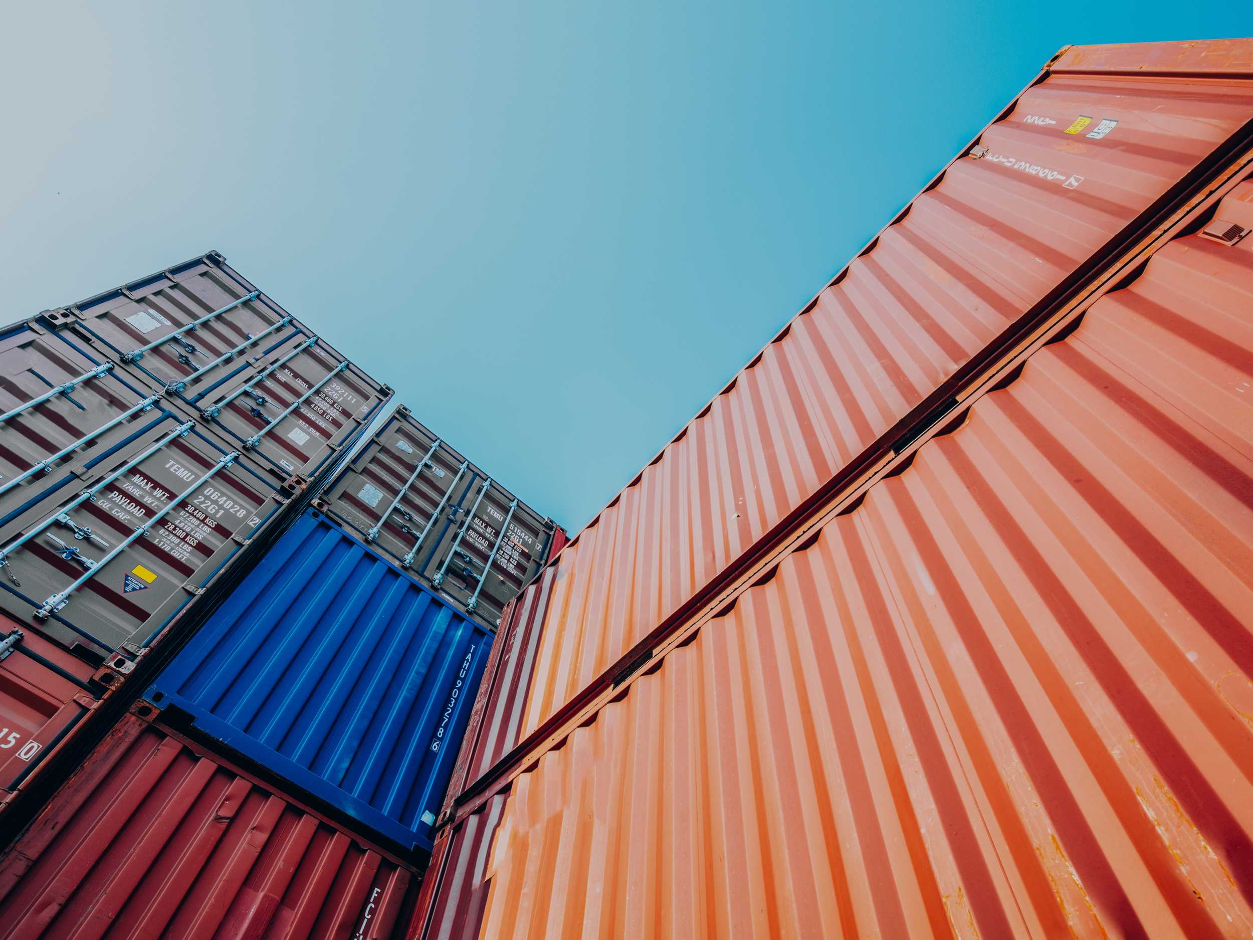 Close-up of shipping containers