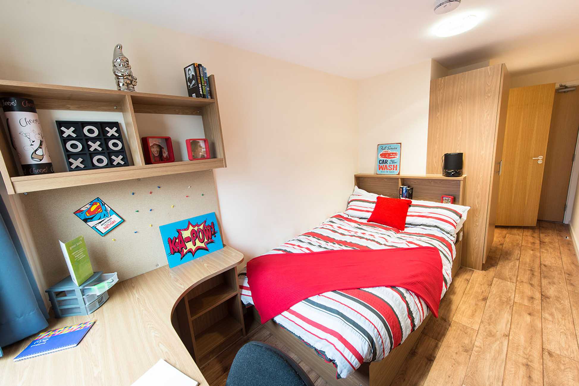Student bedroom inside accommodation building