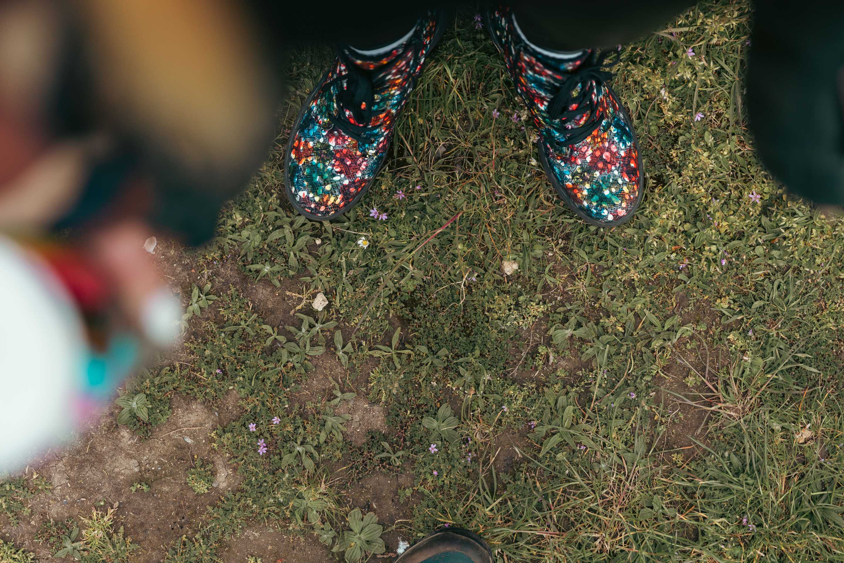 Student wearing decorated boots