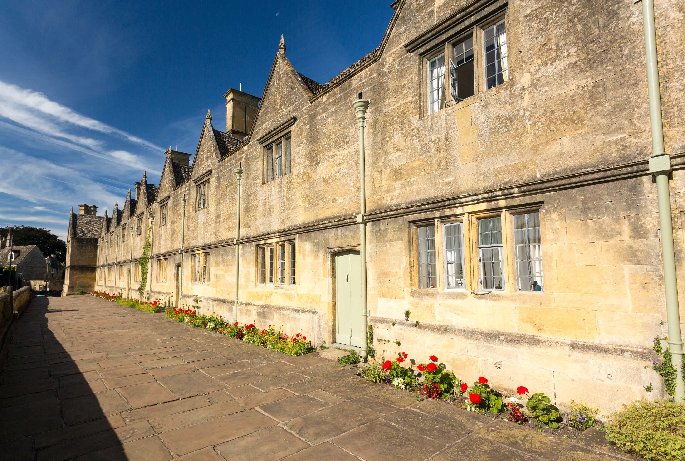 Old Cotswold stone almshouses