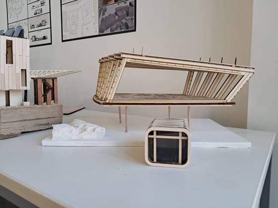 Examples of student models created by Architecture students on display in the Volume Zero exhibition