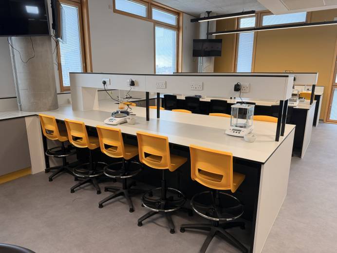 The new pharmacy lab in the James Hehir Building