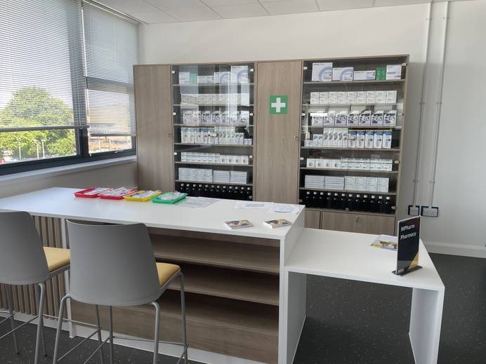 The new pharmacy dispensary in the Health and Wellbeing Building