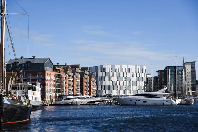 Waterfront Building and the marina