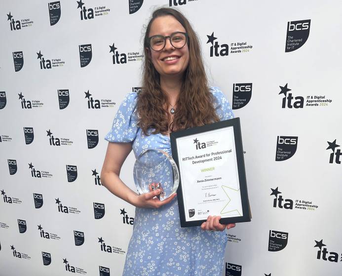 Digital Apprentice Student holding her national award