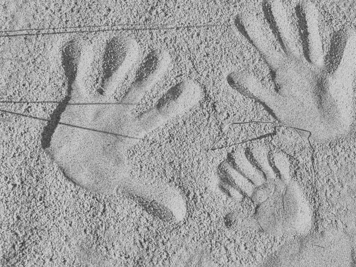 Handprints in the sand