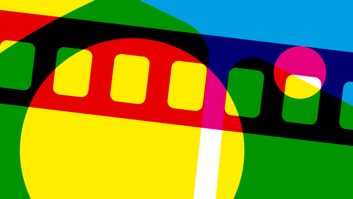 Abstract overlapping shapes in CMYK