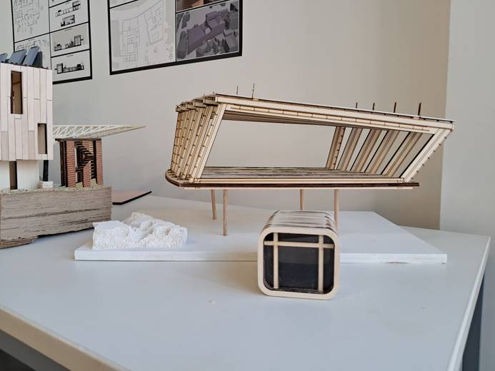 Examples of student models created by Architecture students on display in the Volume Zero exhibition