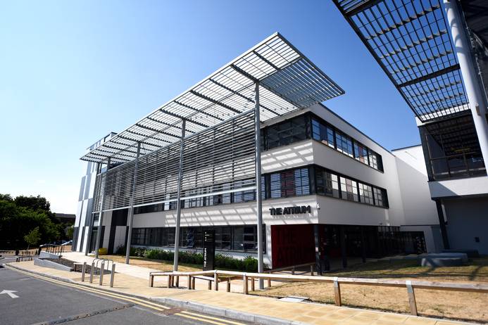 The outside of The Atrium building