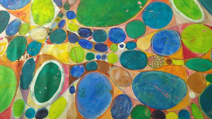 Multicoloured abstract pebble artwork