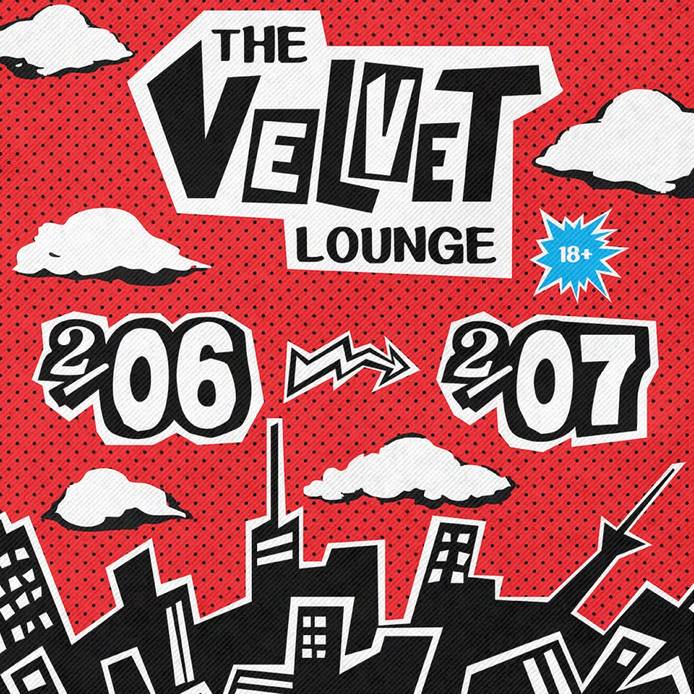 Graphic poster in red and black promoting The Velvet Lounge