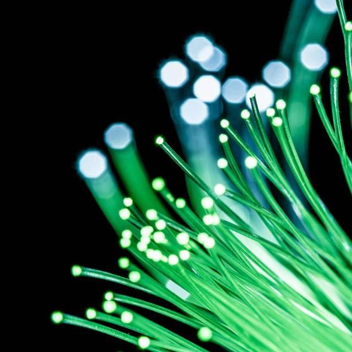 Optical fibres with green light