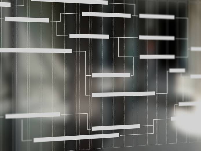Project management chart on virtual screen
