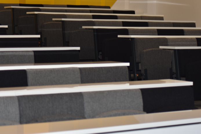 Close-up of lecturer theatre seating