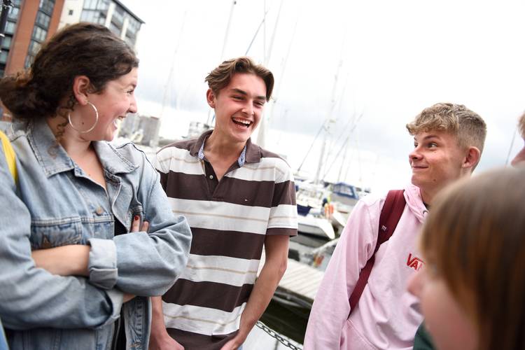 A group of students socialising