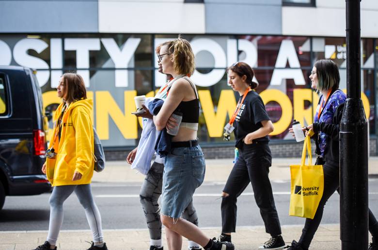 A group of students walking