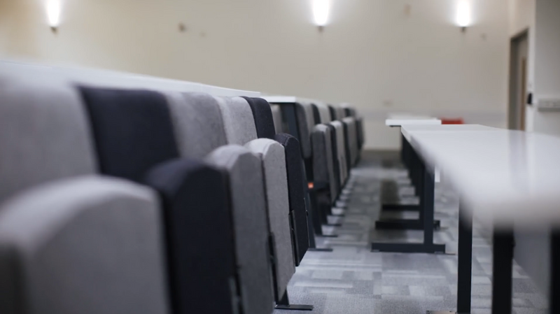 Close-up of lecturer theatre seating