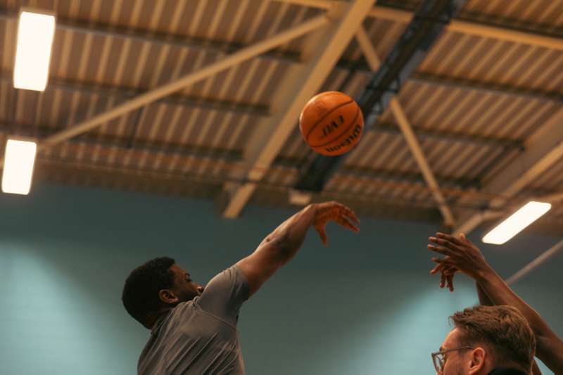 Students playing basketball