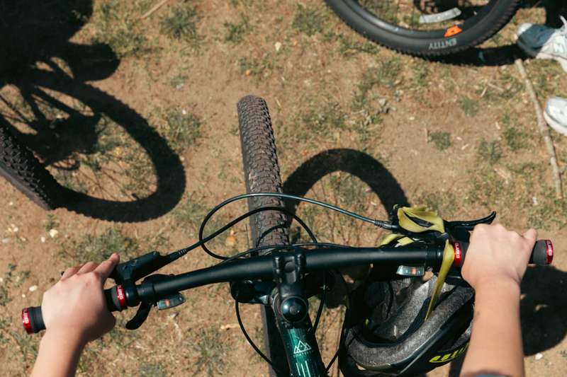 Overhead view of cyclists