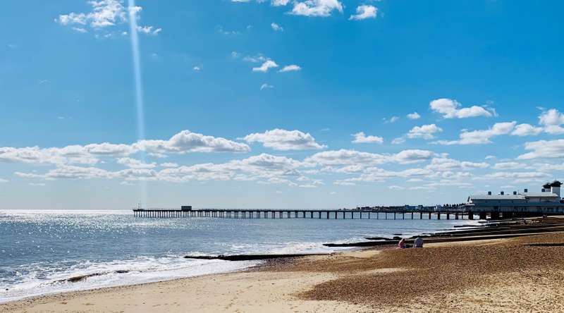 Felixstowe beach with pier in the distance