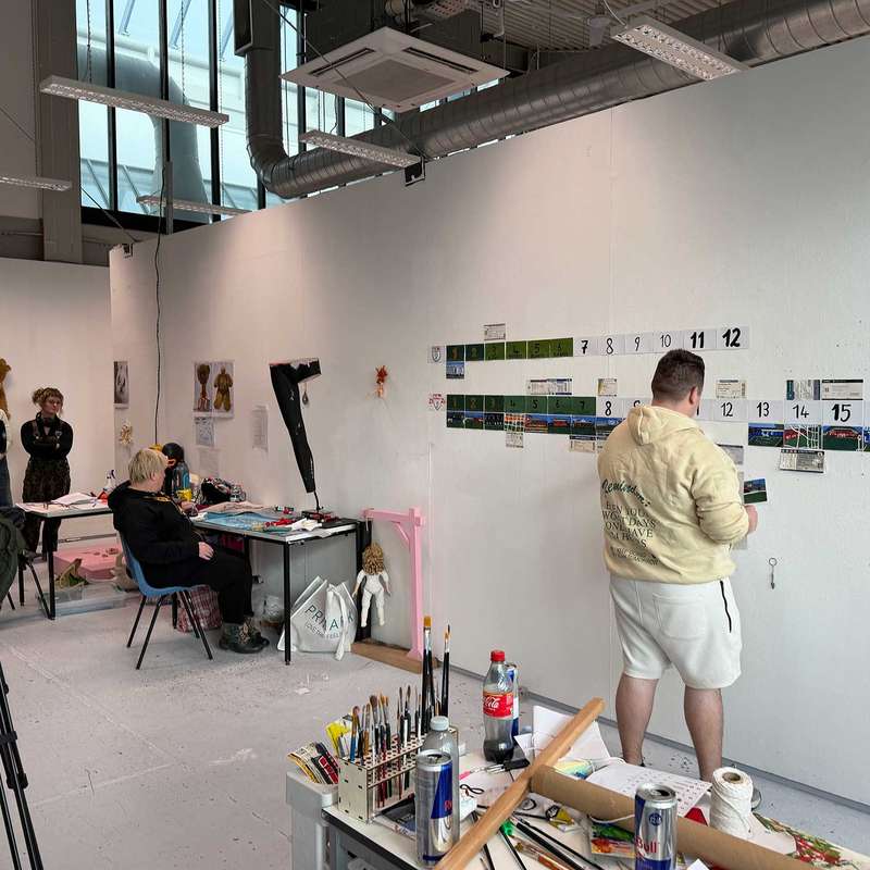 Second year students in the studio