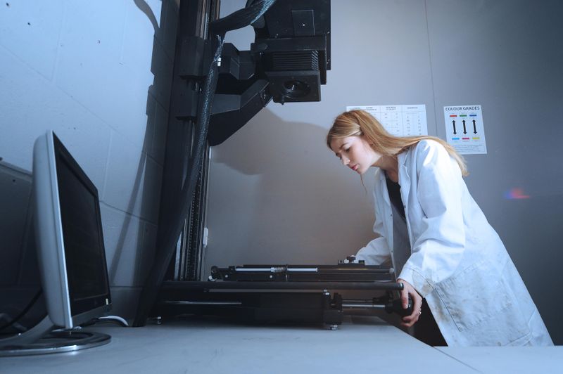 A student using photographic enlarger