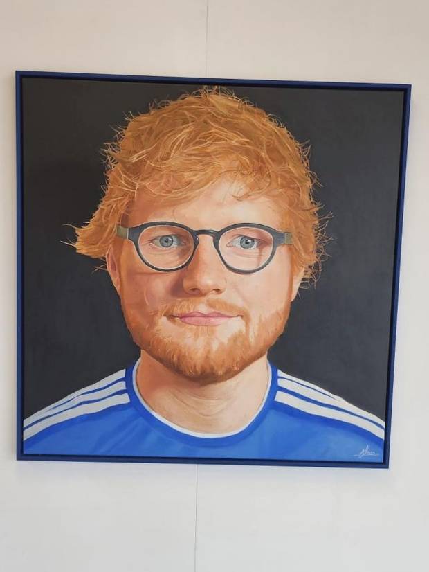 An image of Ed Sheeran which had been entered in the Alumni Art Exhibition