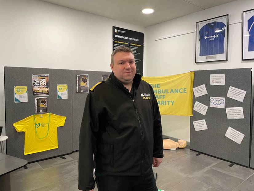 Event organiser Chris Matthews standing in front of the demo area