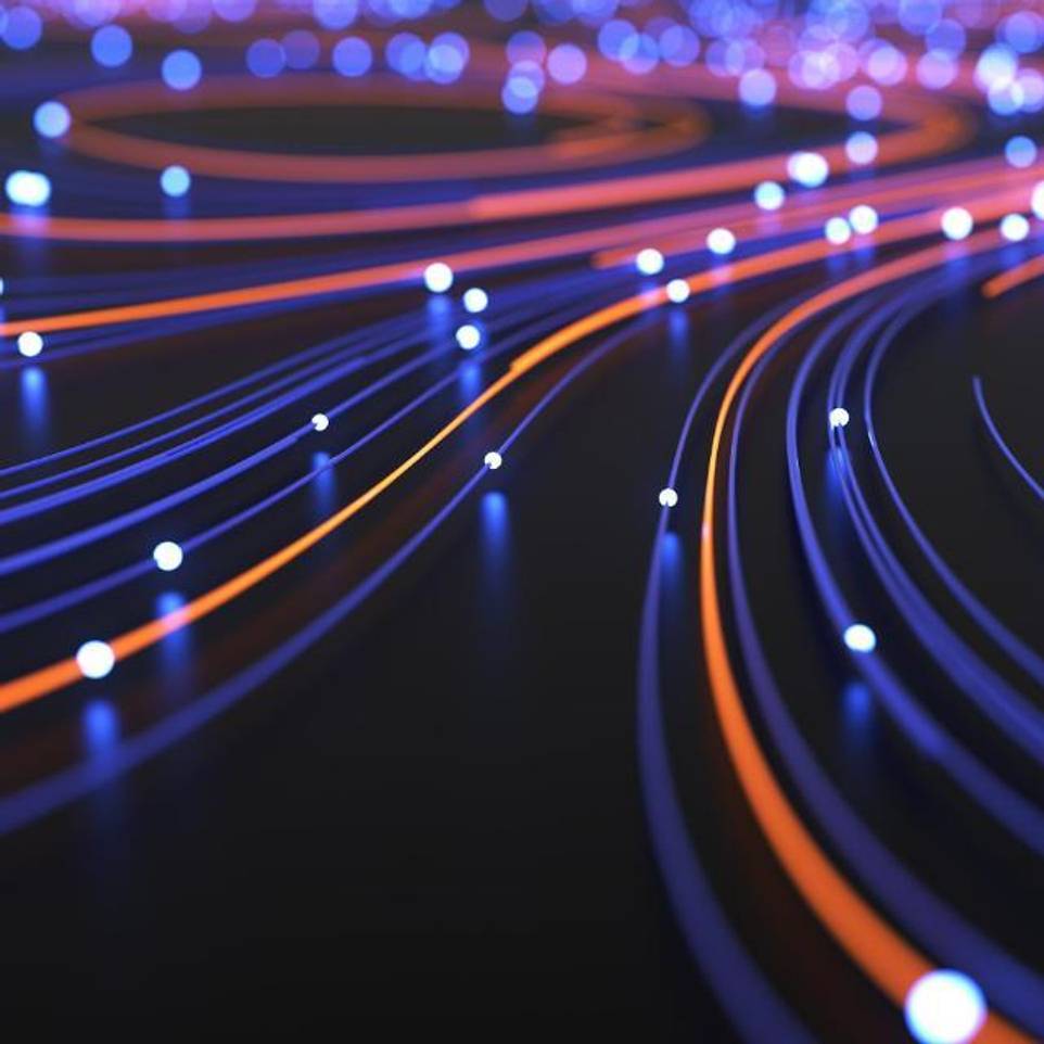 Abstract of wires and glowing particles