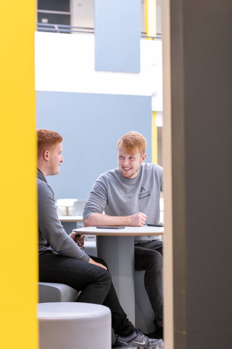 Students sat at a table